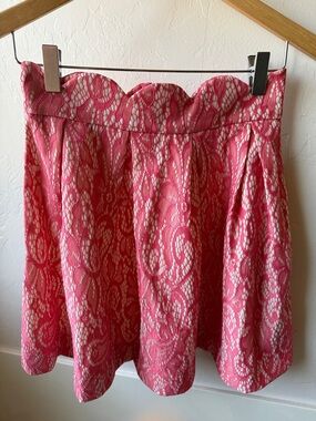 Blue Rain Pink Lace Overlay Scalloped High Waist Skirt - Small Boho boutique